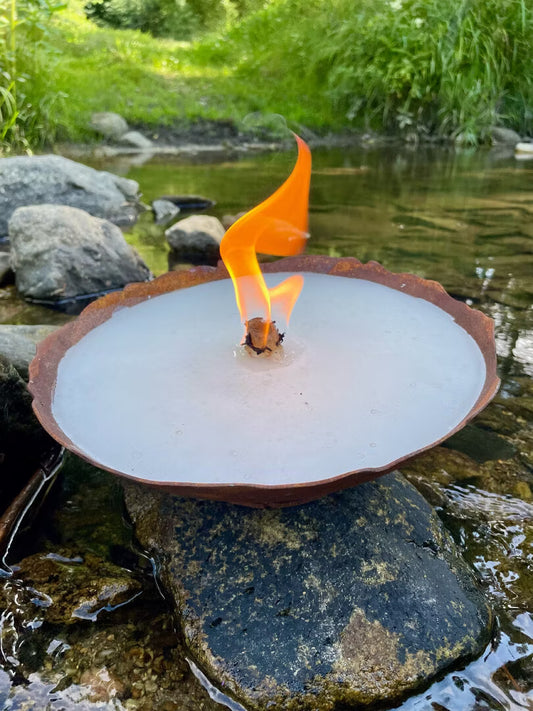 Rostfeuer / Edelrost Schmelzlicht mit Dauerdocht